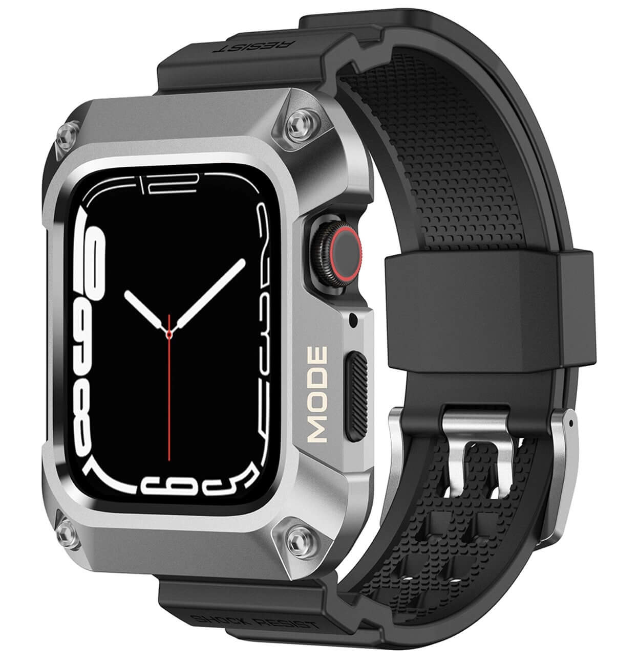 Kingxbar CYF134 2in1 Λουράκι Apple Watch 4 / 5 / 6 / SE / SE 2 - 44 mm Armored Θήκη Προστασίας με - Silver