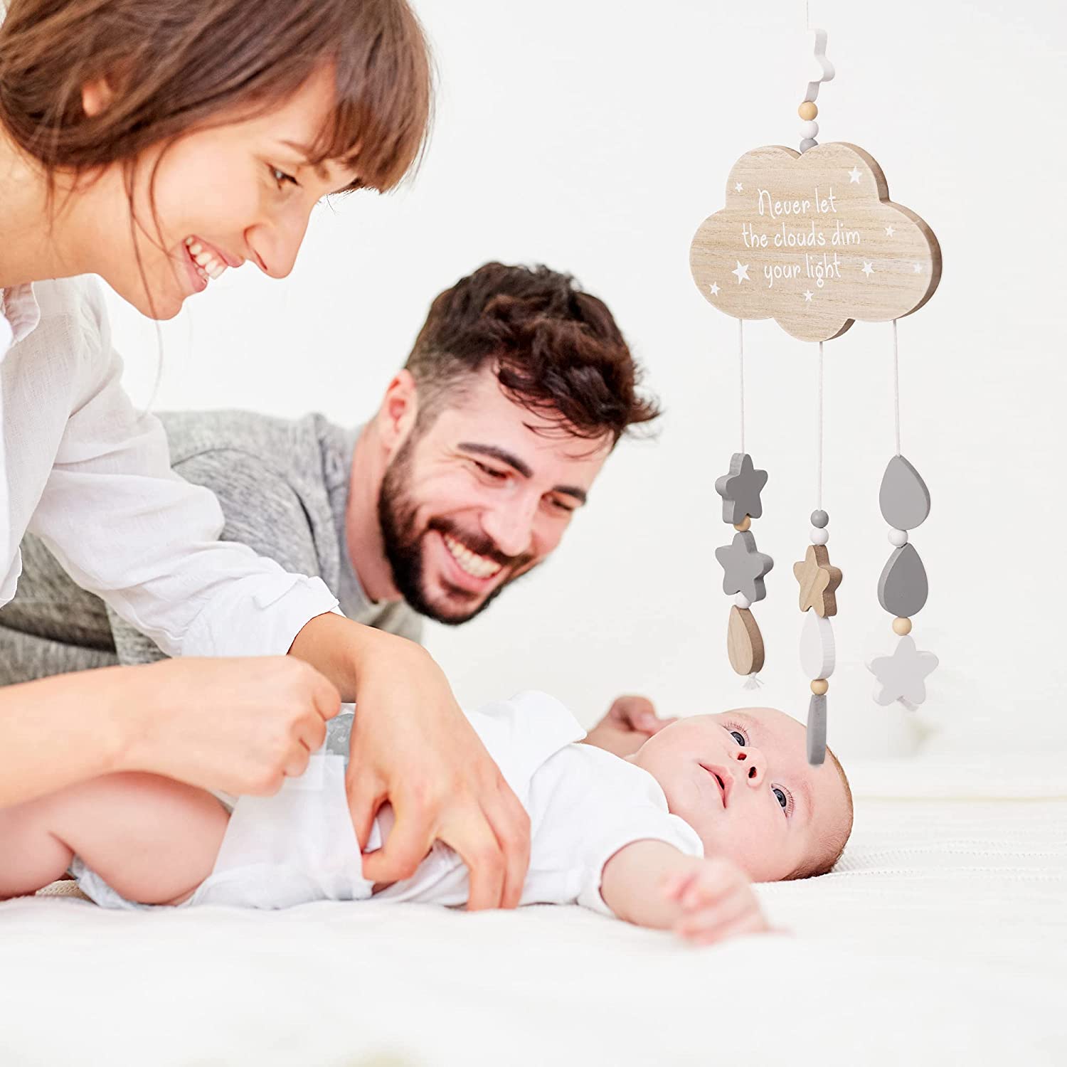 Navaris Κρεμαστό Διακοσμητικό για το Παιδικό Δωμάτιο - Clouds and Stars - Beige - 54194.01