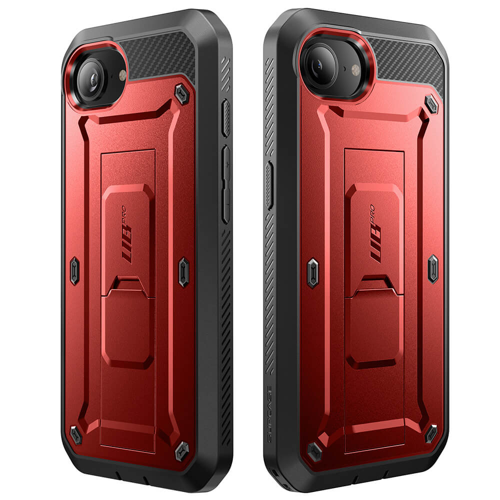 Supcase iPhone 16e Unicorn Beetle Pro Σκληρή Θήκη με Προστασία Οθόνης και Stand - Metallic Red