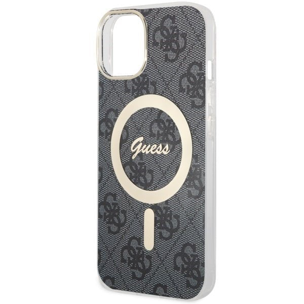 Guess iPhone 13 / 14 / 15 - 4G MagSafe Σκληρή Θήκη με Πλαίσιο Σιλικόνης και MagSafe - Black - GUHMP14SH4STK