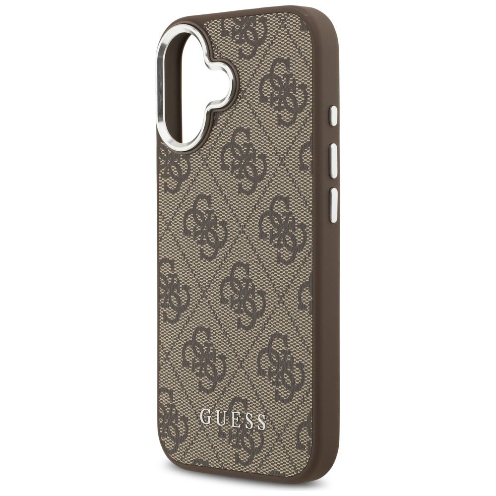 Guess iPhone 17 - 4G Classic Logo MagSafe - Σκληρή Θήκη με Πλαίσιο Σιλικόνης και Επένδυση Οικολογικού Δέρματος - Brown - GUHMP17SP4GSSMCW