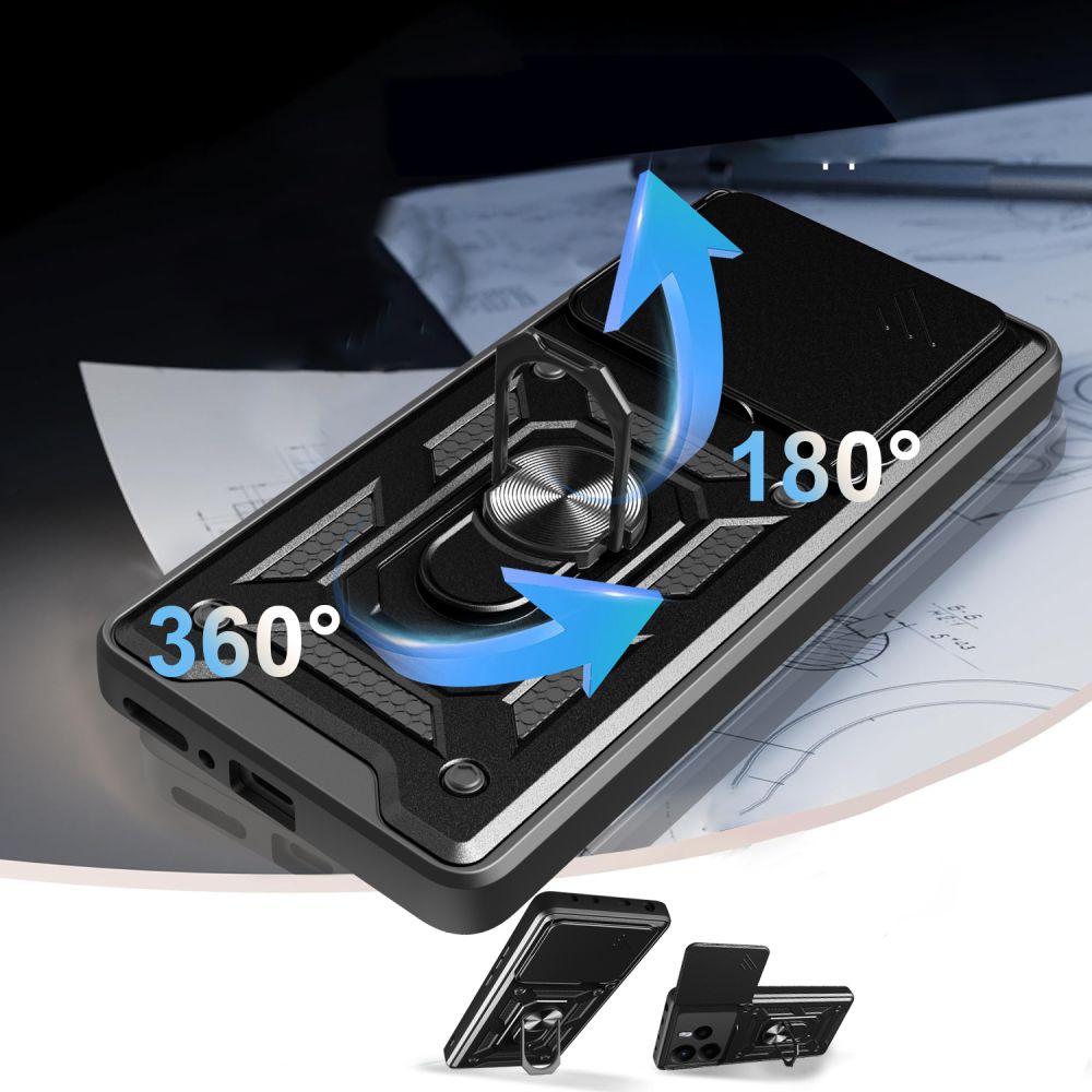 Tech - Protect Xiaomi Redmi Note 14 5G Camshield Pro Σκληρή Θήκη με Πλαίσιο Σιλικόνης και Δαχτυλίδι Συγκράτησης - Black