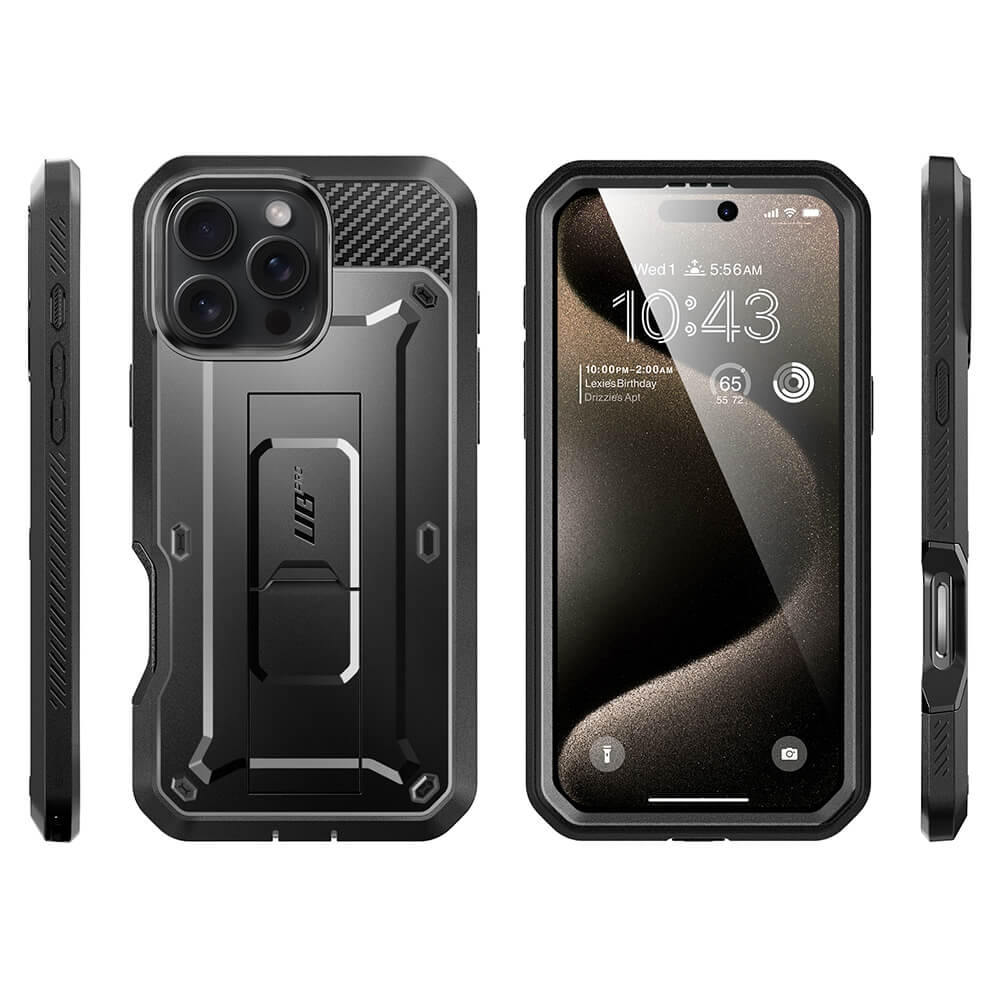 Supcase iPhone 16 Pro Max Unicorn Beetle Pro Σκληρή Θήκη με Προστασία Οθόνης και Stand - Black