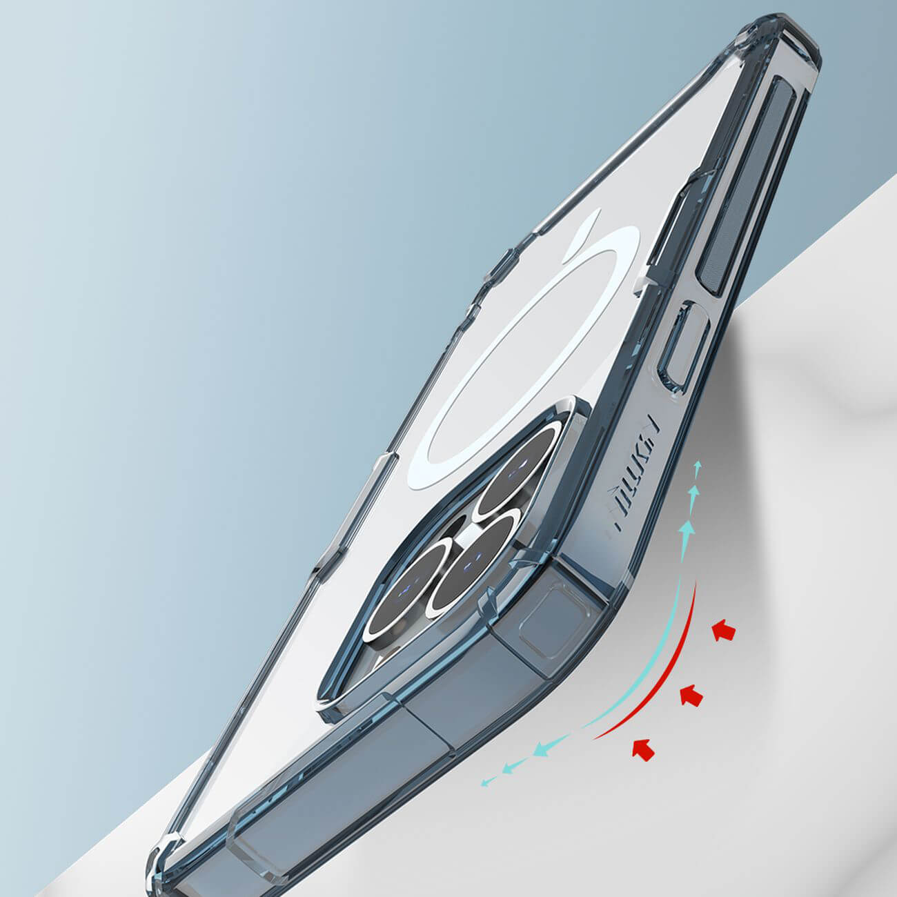 Nillkin iPhone 15 Pro Nature Pro Magnetic - Σκληρή Θήκη με Πλαίσιο Σιλικόνης και MagSafe - Διάφανη / Blue