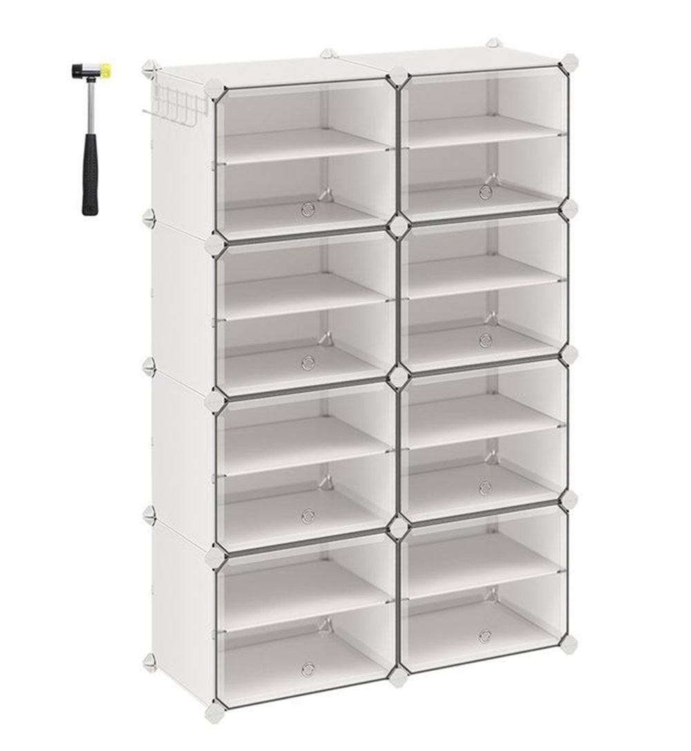 Songmics Πλαστική Παπουτσοθήκη με 8 Ράφια - White - LPC034YCWZ02