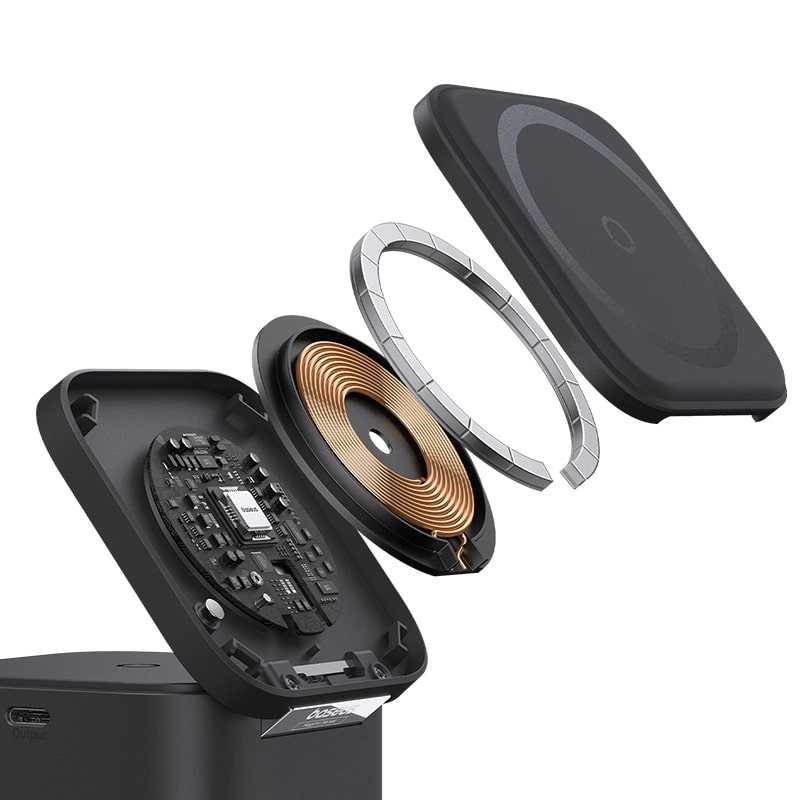Baseus MagPro 2in1 Ασύρματος Φορτιστής MagSafe για Smartphones και Airpods με Ενσωματωμένο Καλώδιο USB - C - Black - BS - W531