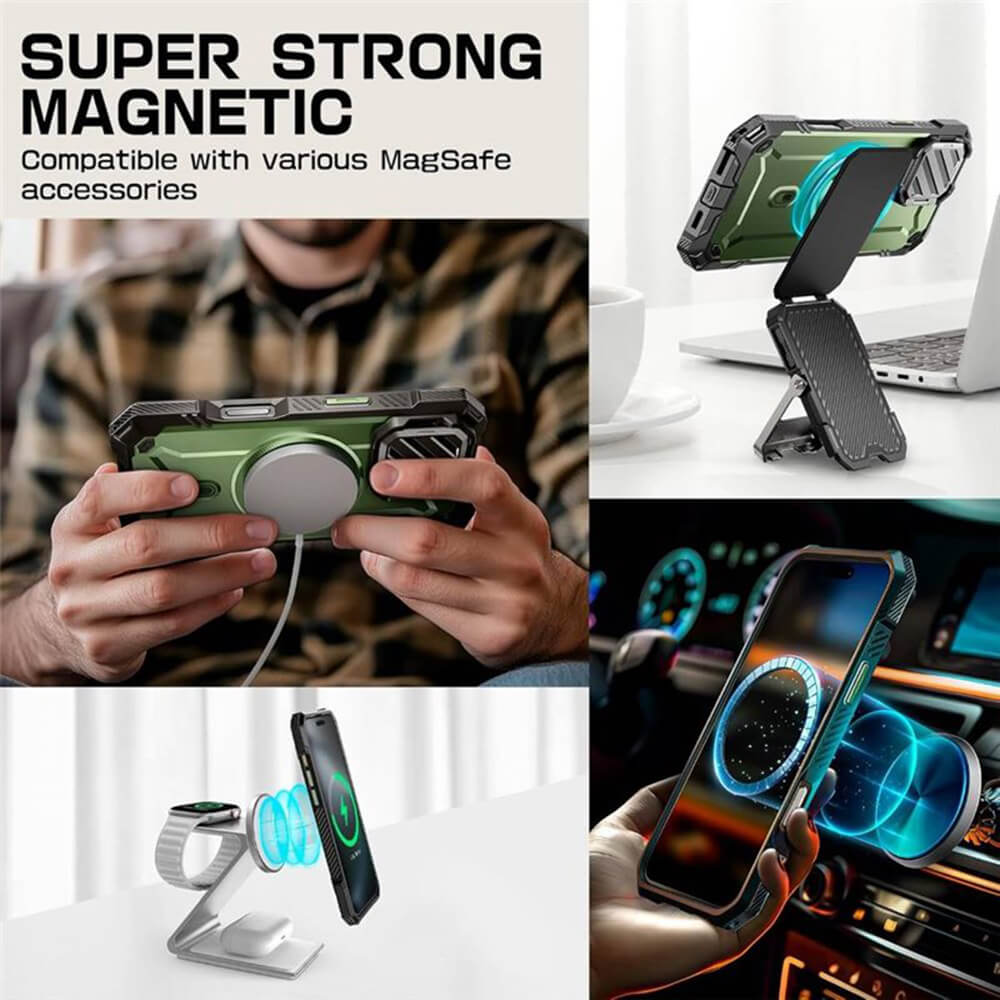 Supcase iPhone 16 Pro - Unicorn Beetle XT MagSafe - Σκληρή Θήκη με Προστασία Κάμερας / Stand - Dark Green