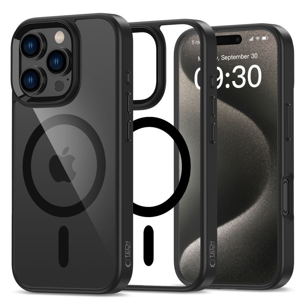 Tech - Protect iPhone 16 Pro Max MagMat Σκληρή Θήκη με Πλαίσιο Σιλικόνης και MagSafe - Black / Clear