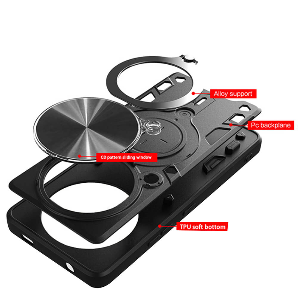 Techsuit Xiaomi Redmi Note 14 Pro 4G - CamGuard Pro - Σκληρή Θήκη με Προστασία Καμερών και Δαχτυλίδι Συγκράτησης - Black