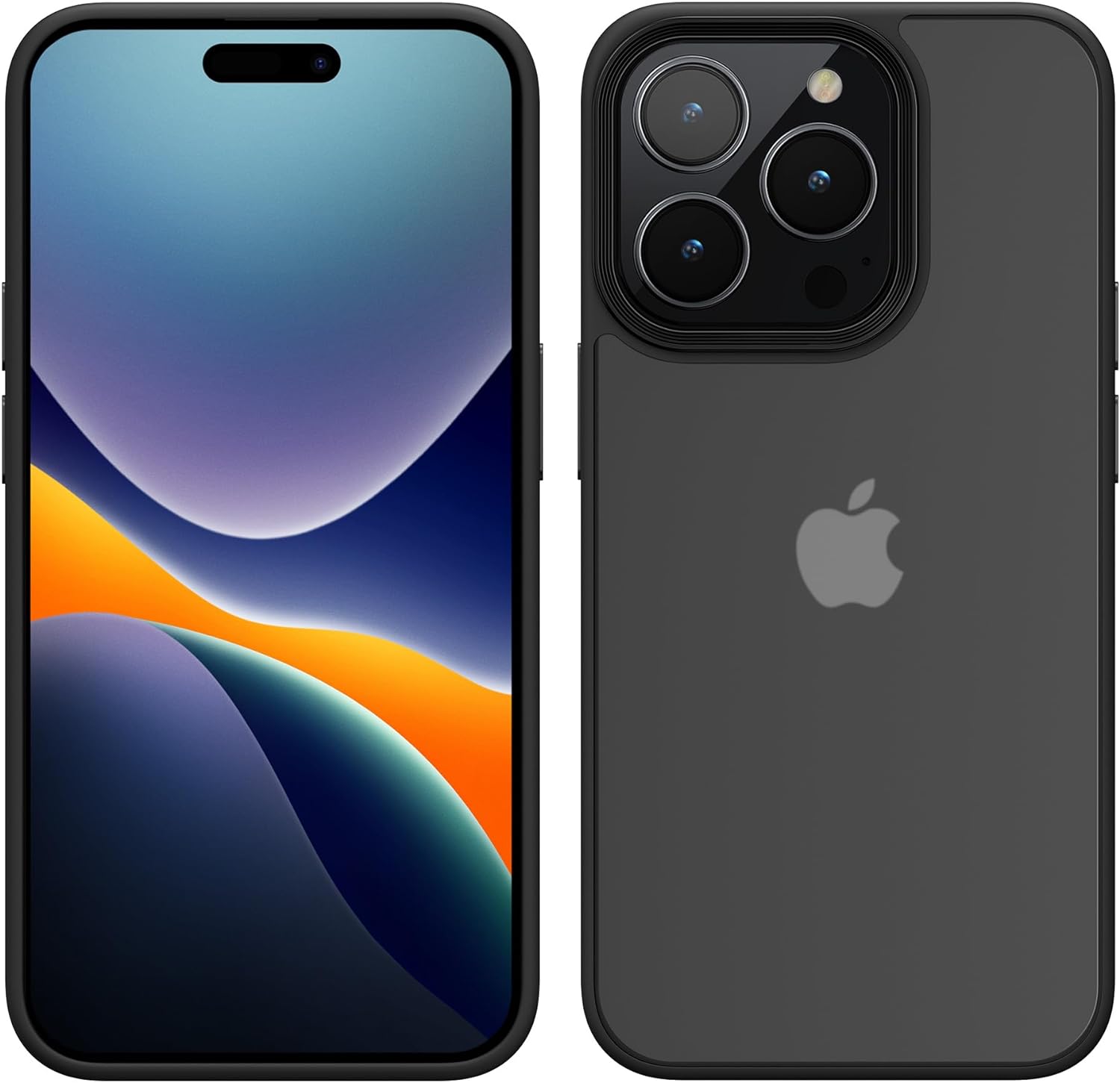 KW iPhone 15 Pro Max Shockproof Σκληρή Θήκη με Πλαίσιο Σιλικόνης - Black / Matte Ημιδιάφανη - 61964.01