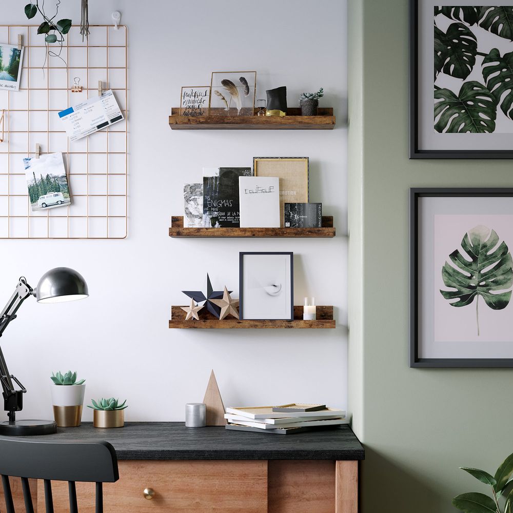 Vasagle Σετ με 3 Επιτοίχια Ράφια - 38 cm - Vintage Brown - LWS037X01