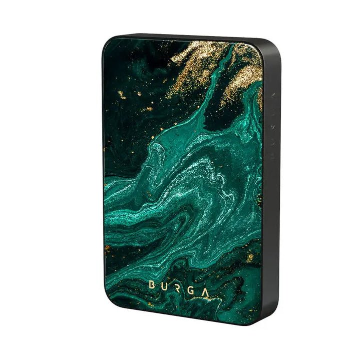 Burga Μαγνητικό Ασύρματο MagSafe PowerBank 5000mAh με Καλώδιο Type - C to Type - C - Gunmetal - Emerald Pool