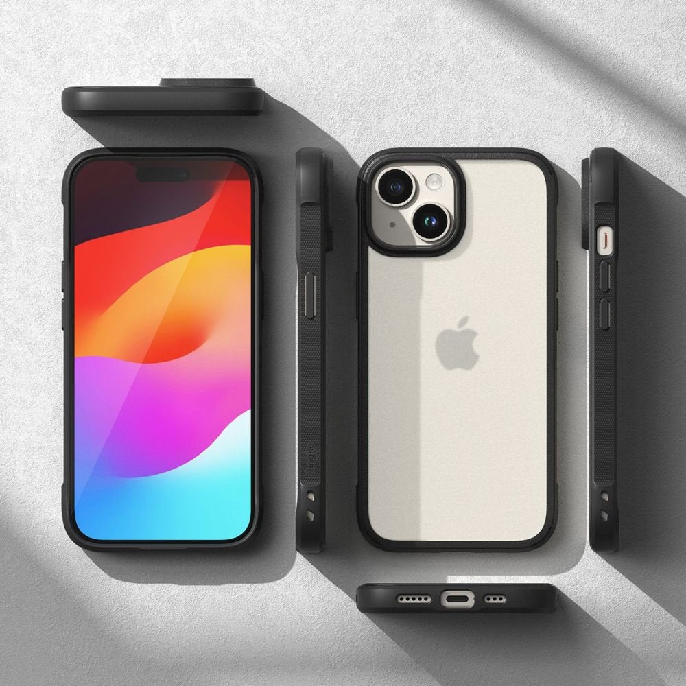 Ringke iPhone 15 Fusion Bold Σκληρή Θήκη με Πλαίσιο Σιλικόνης - Matte Black / Ημιδιάφανη