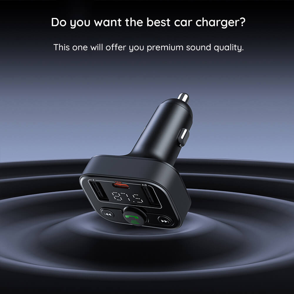 Baseus S - 09 Lite FM Transmitter με 2 Θύρες USB και 1 Θύρα Type - C για Αναπαραγωγή Μουσικής / Φόρτιση Κινητών στο Αυτοκίνητο - Cluster Black