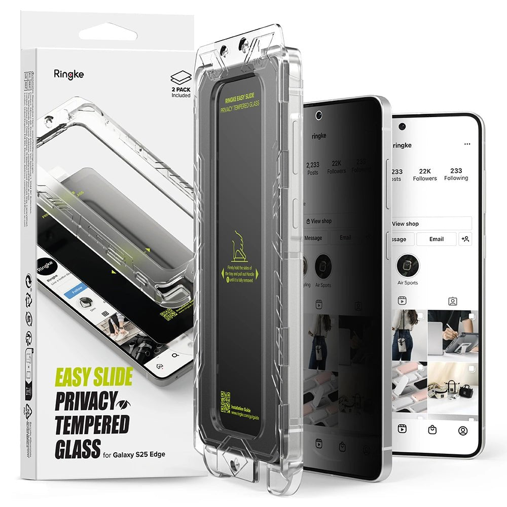 Ringke Samsung Galaxy S25 Edge - Easy Slide 2.5D 9H Αντιχαρακτικό Γυαλί Οθόνης - 2 Τεμάχια - Privacy