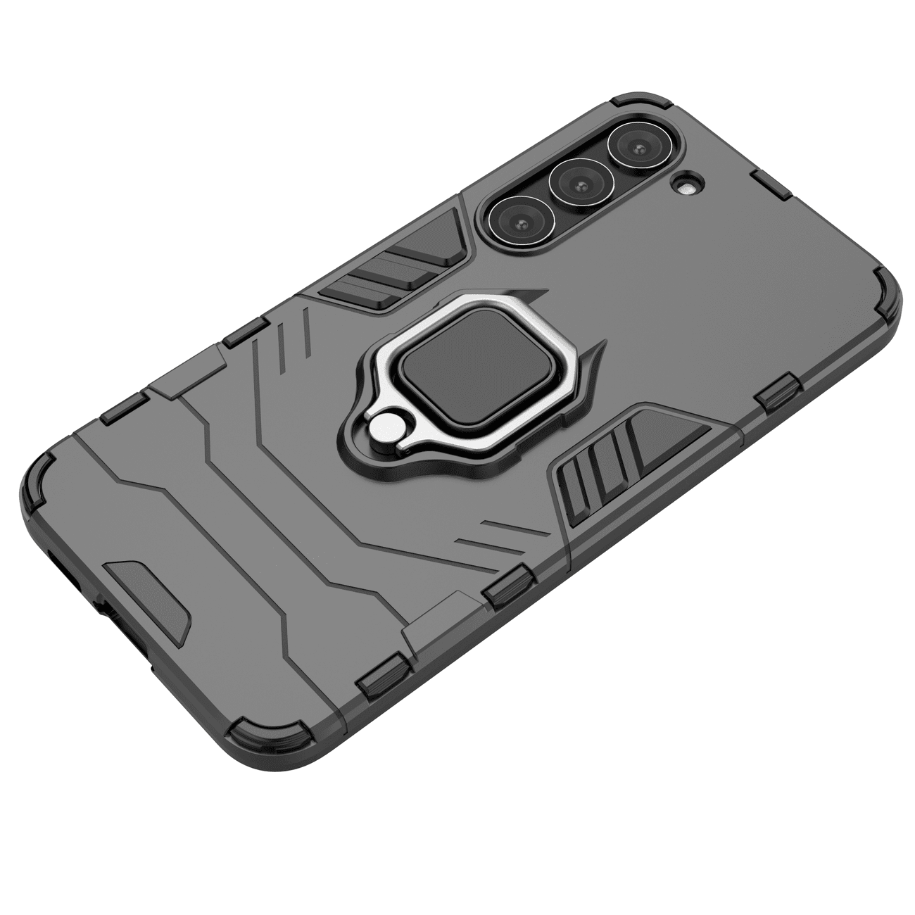 OEM Samsung Galaxy S23 Plus Rugged Armor Σκληρή Θήκη Υψηλής Προστασίας με Πλαίσιο Σιλικόνης και Δαχτυλίδι Συγκράτησης - Black