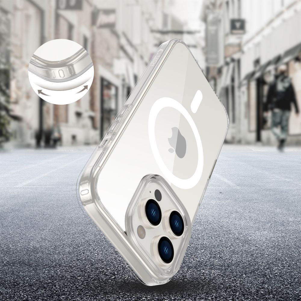 Tech - Protect iPhone 16 Pro Flexair Hybrid CC MagSafe Σκληρή Θήκη με Πλαίσιο Σιλικόνης και MagSafe - Διάφανη