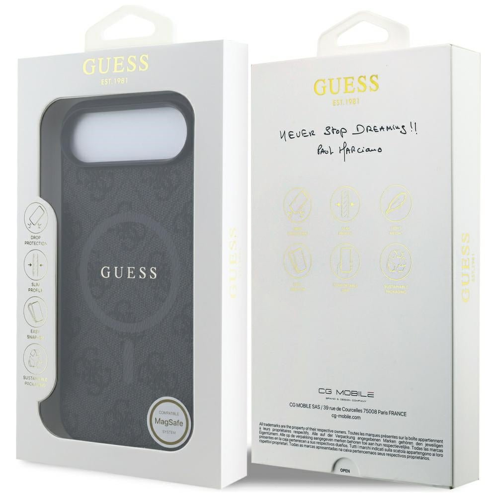 Guess iPhone Air - 4G Ring Classic Logo MagSafe - Σκληρή Θήκη με Πλαίσιο Σιλικόνης και Επένδυση Συνθετικού Δέρματος - Black - GUHMP17MG4GFRK