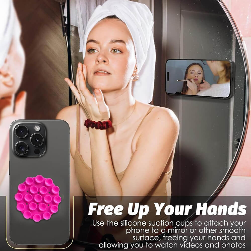 Techsuit Phone Holder Αξεσουάρ Στερέωσης Κινητού με Ενσωματωμένες Βεντούζες - Round Shape - Pink