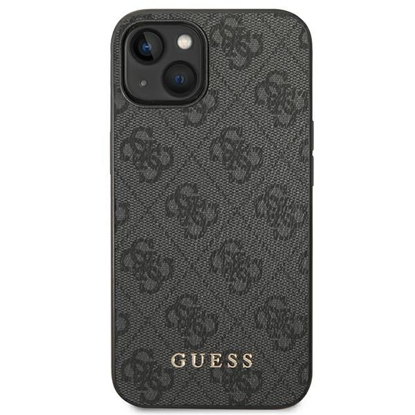 Guess iPhone 14 4G Saffiano Θήκη με Επένδυση Συνθετικού Δέρματος - Grey - GUHCP14SG4GFGR