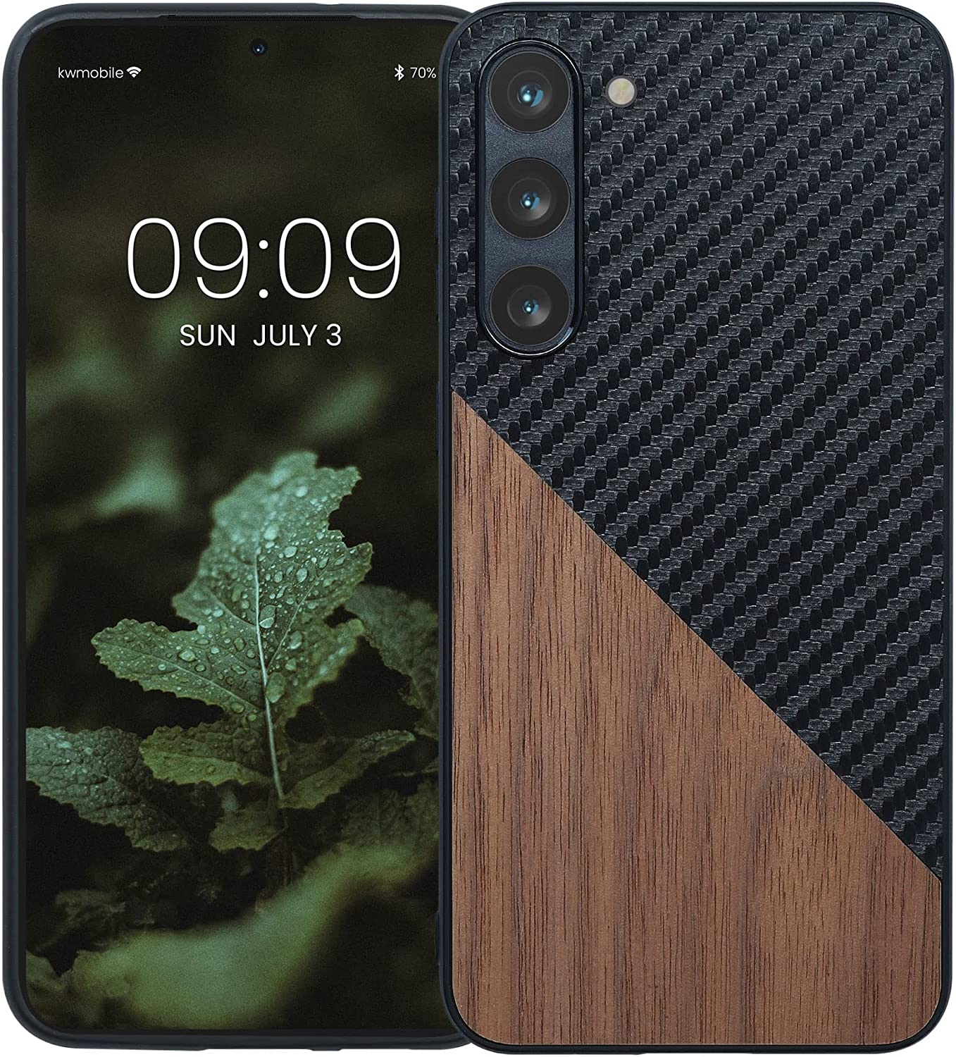 KW Samsung Galaxy S23+ Θήκη από Φυσικό Ξύλο και Carbon - Dark Brown / Black - 60505.01
