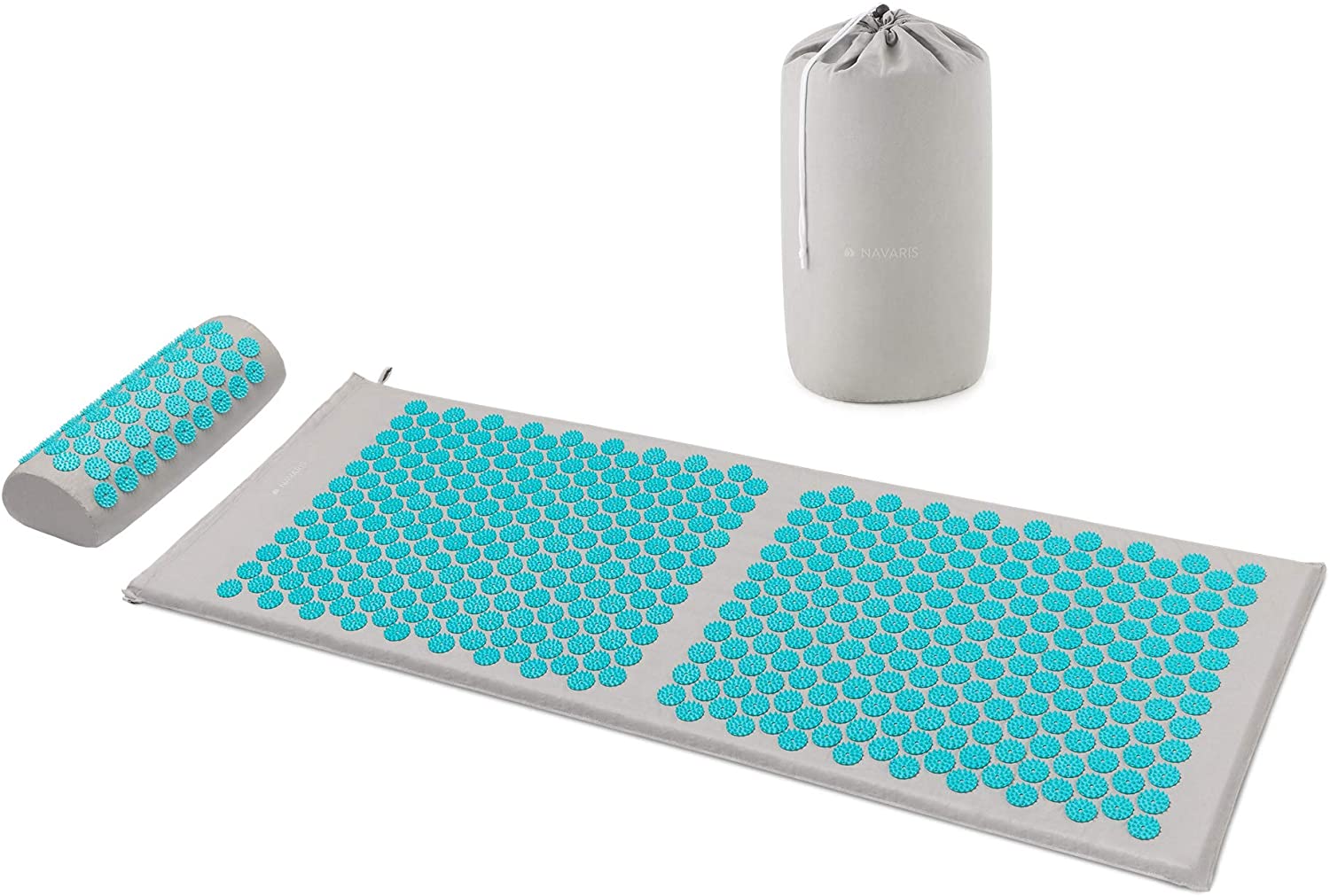 Navaris 2 - in - 1 Acupressure Mat and Pillow Set Σετ 2 σε 1 Χαλάκι και Μαξιλάρι Μασάζ - Grey / Light Blue - 52759.22.23