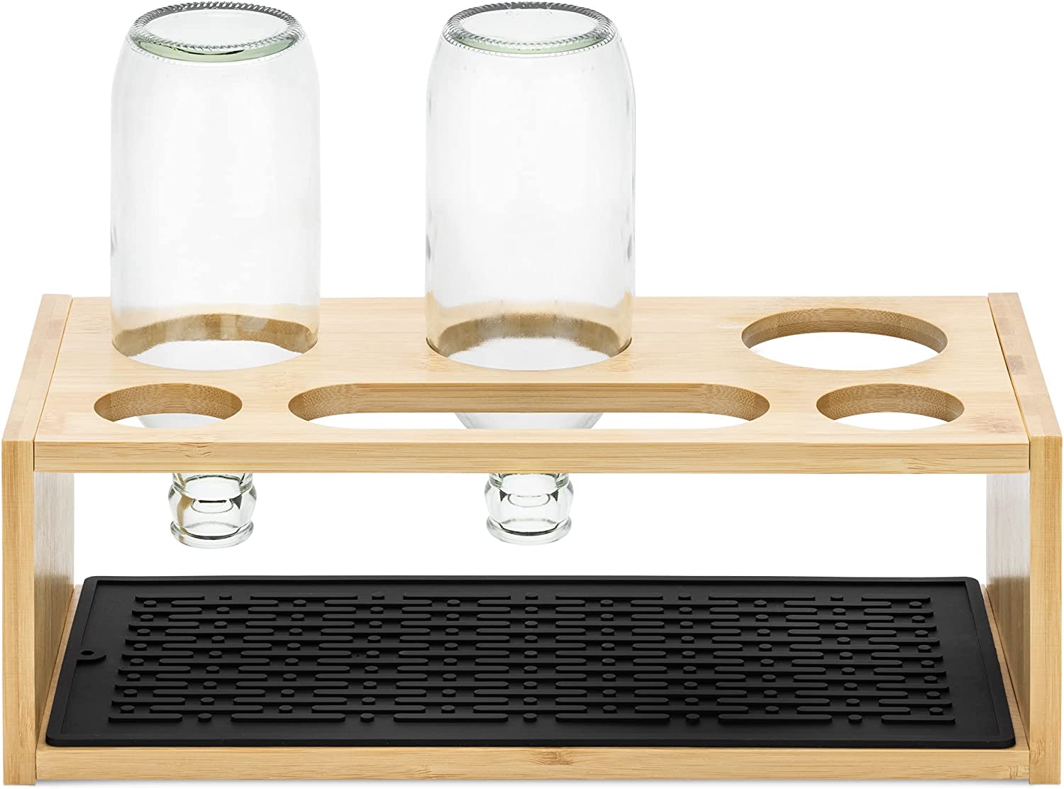 Navaris Στεγνωτήριο για μπουκάλια από Μπαμπού - Light Brown / Black - 57296.01