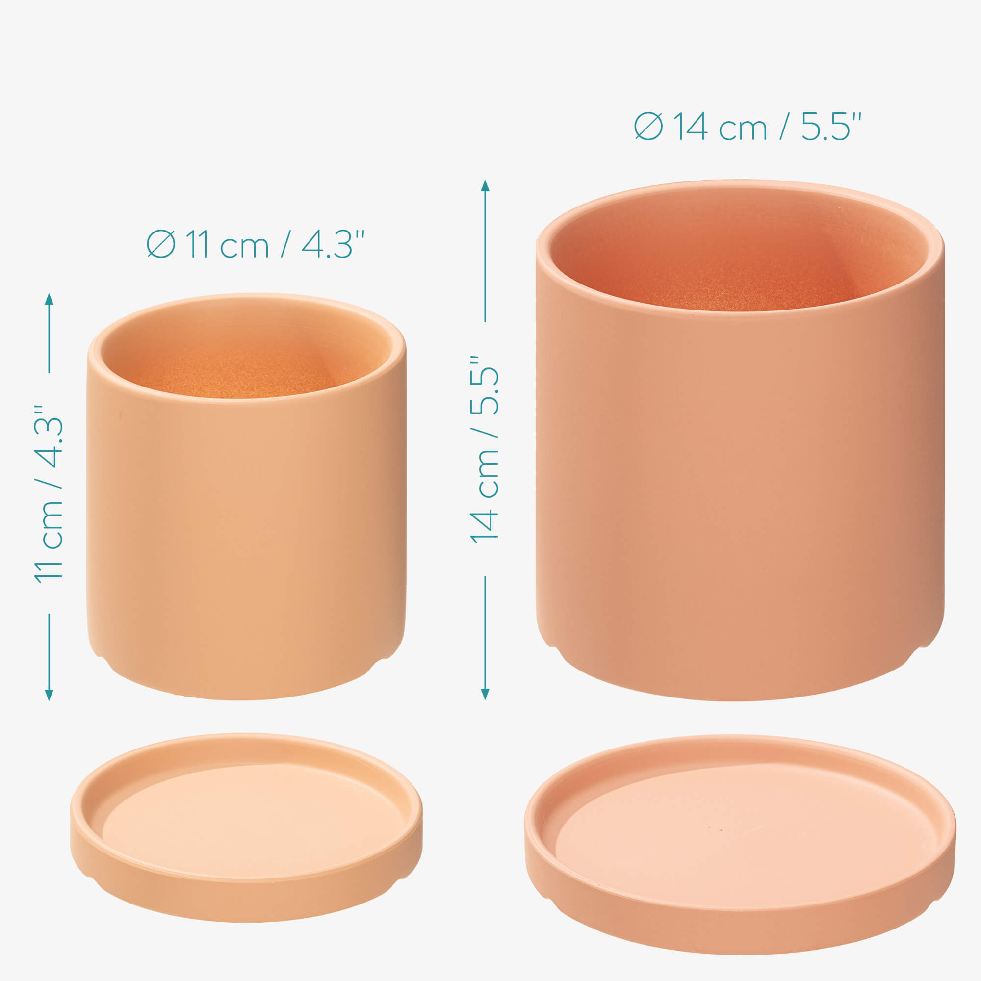 Navaris Σετ με 2 Κεραμικές Γλάστρες - Small and Medium - Red - 56332.1.09