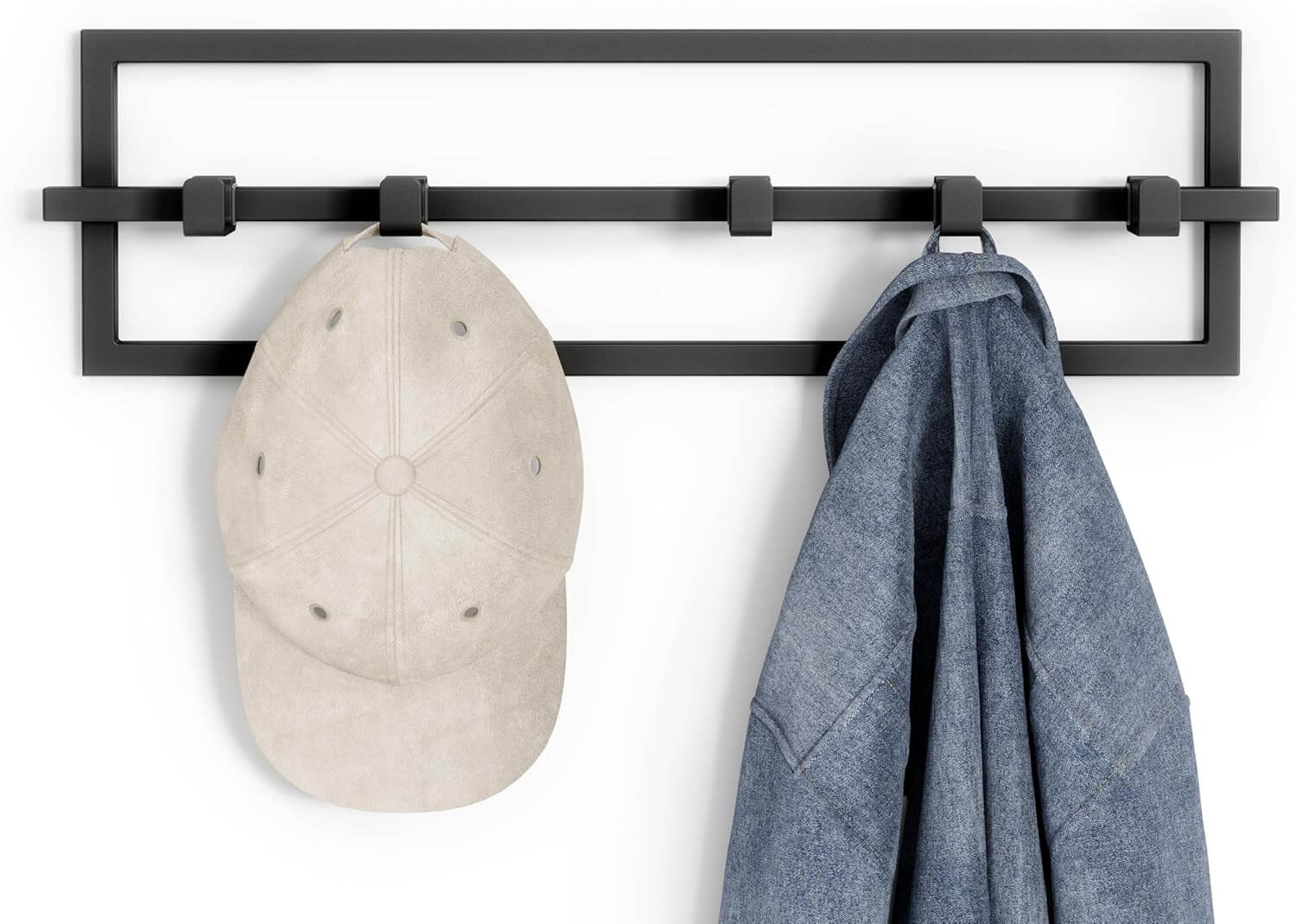 Umbra Cubiko Επιτοίχια Μεταλλική Κρεμάστρα με 5 Μετακινούμενους Γάντζους - Black