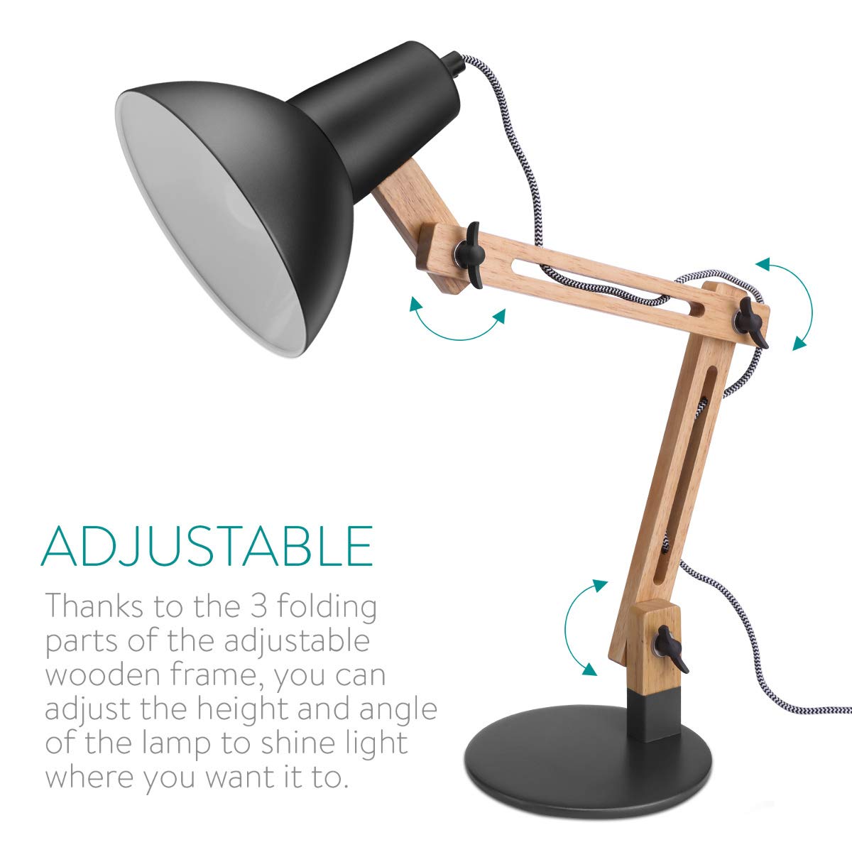 Navaris Wooden Desk Lamp Επιτραπέζιο Φωτιστικό από Ξύλο - Brown / Grey - 49125.22