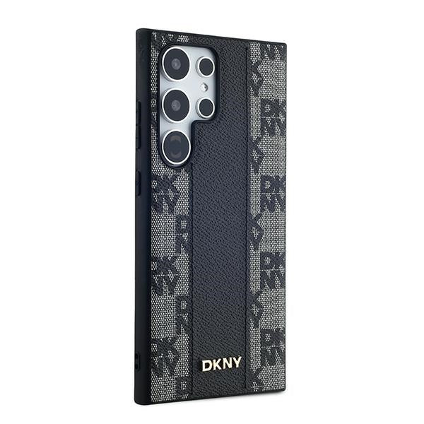 DKNY Samsung Galaxy S24 Ultra - Leather Checkered Mono Pattern MagSafe Σκληρή Θήκη με Επένδυση Συνθετικού Δέρματος - Black