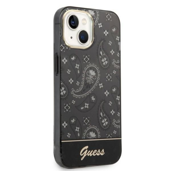 Guess iPhone 14 Bandana Paisley Σκληρή Θήκη με Πλαίσιο Σιλικόνης - Black - GUHCP14SHGBNHK