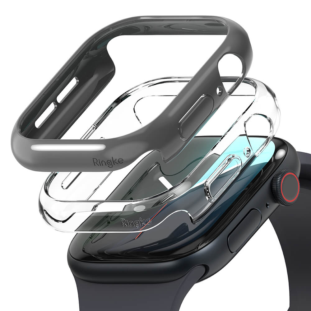 Ringke Θήκη Apple Watch 10/11 - 42mm Slim - 2 Τεμάχια - Διάφανη - Dark Gray / Διάφανη