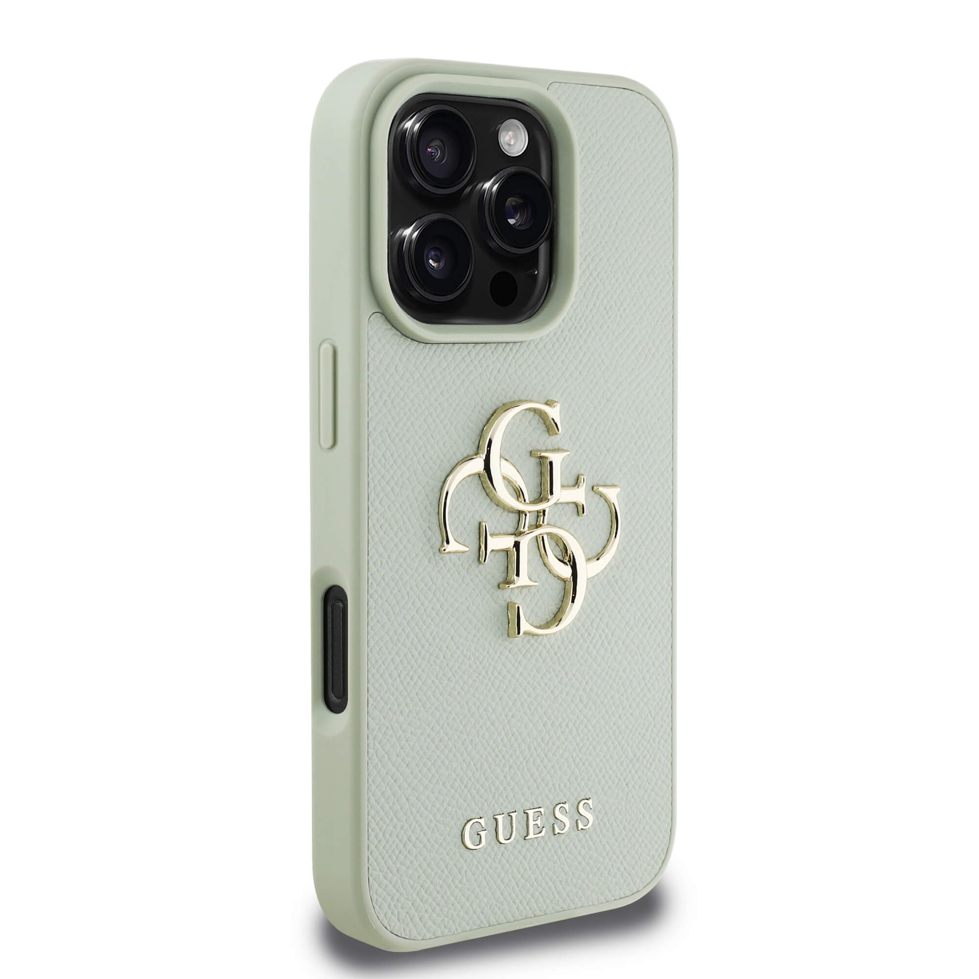 Guess iPhone 16 Pro Max - Grained Big 4G Logo Small Classic Logo - Σκληρή Θήκη με Επένδυση από Οικολογικό Δέρμα - Green - GUHCP16XPGT4MBN