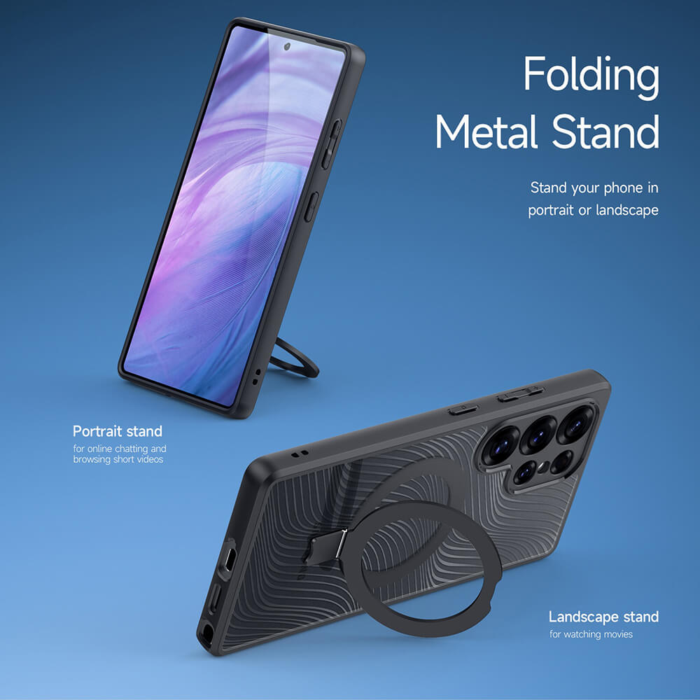 Dux Ducis Samsung Galaxy S25 Ultra Aimo MagSafe Magnetic Stand Σκληρή Θήκη με Πλαίσιο Σιλικόνης και MagSafe - Black