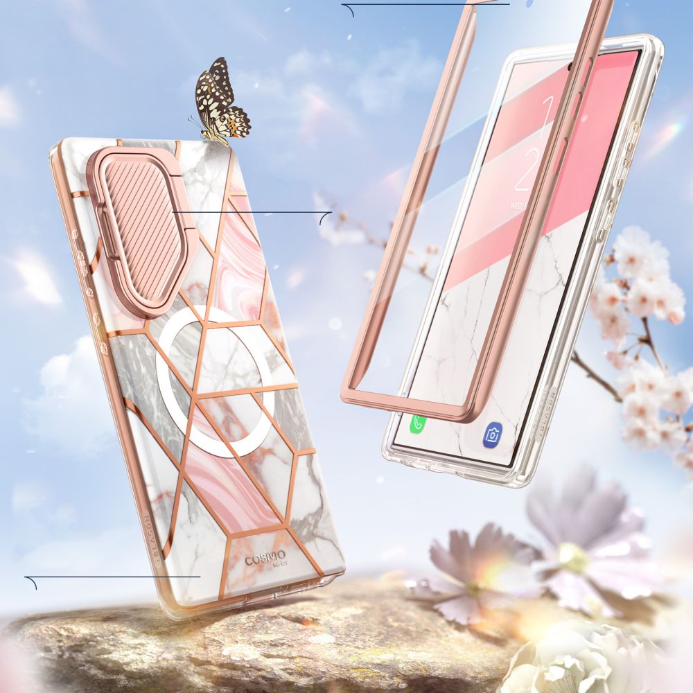 i - Blason Samsung Galaxy S24 Ultra Cosmo Mag Σκληρή Θήκη με Προστασία Οθόνης / Κάμερας και Magsafe - Marble