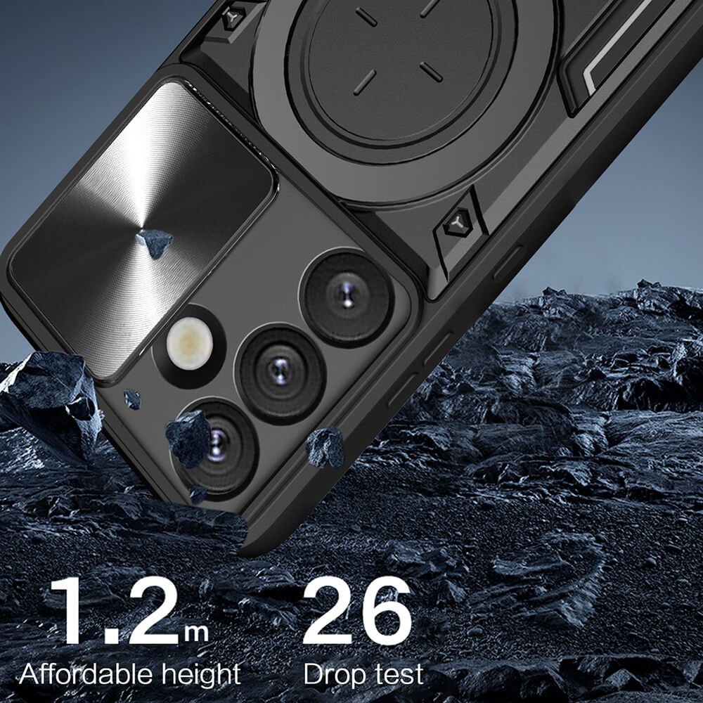 Techsuit Samsung Galaxy S25 - CamGuard Pro - Σκληρή Θήκη με Προστασία Καμερών και Δαχτυλίδι Συγκράτησης - Black