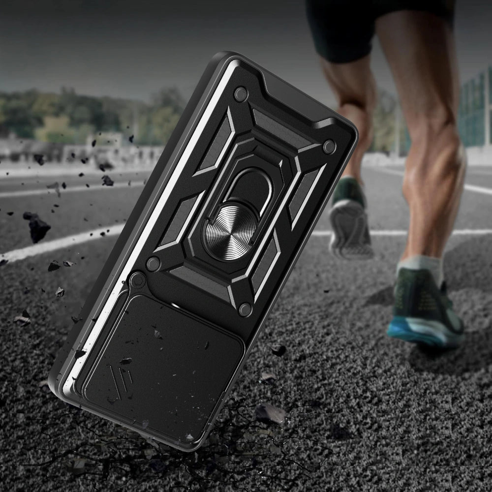 Tech - Protect Xiaomi Poco M7 Pro 5G Camshield Pro Σκληρή Θήκη με Πλαίσιο Σιλικόνης και Δαχτυλίδι Συγκράτησης - Black