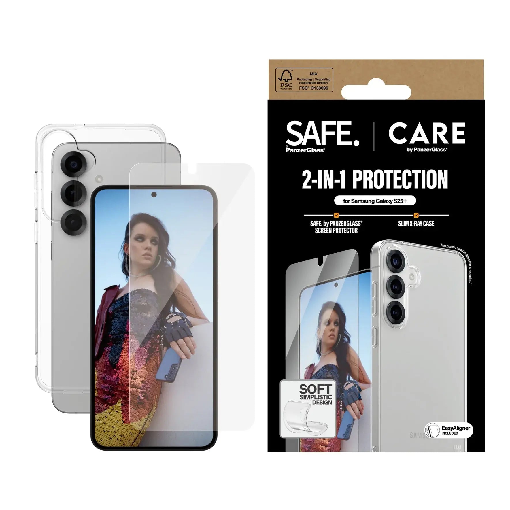 Care by PanzerGlass Samsung Galaxy S25 Plus - Fashion 2in1 Σετ με 1 Αντιχαρακτικό Γυαλί Οθόνης και 1 Θήκη Σιλικόνης - Clear