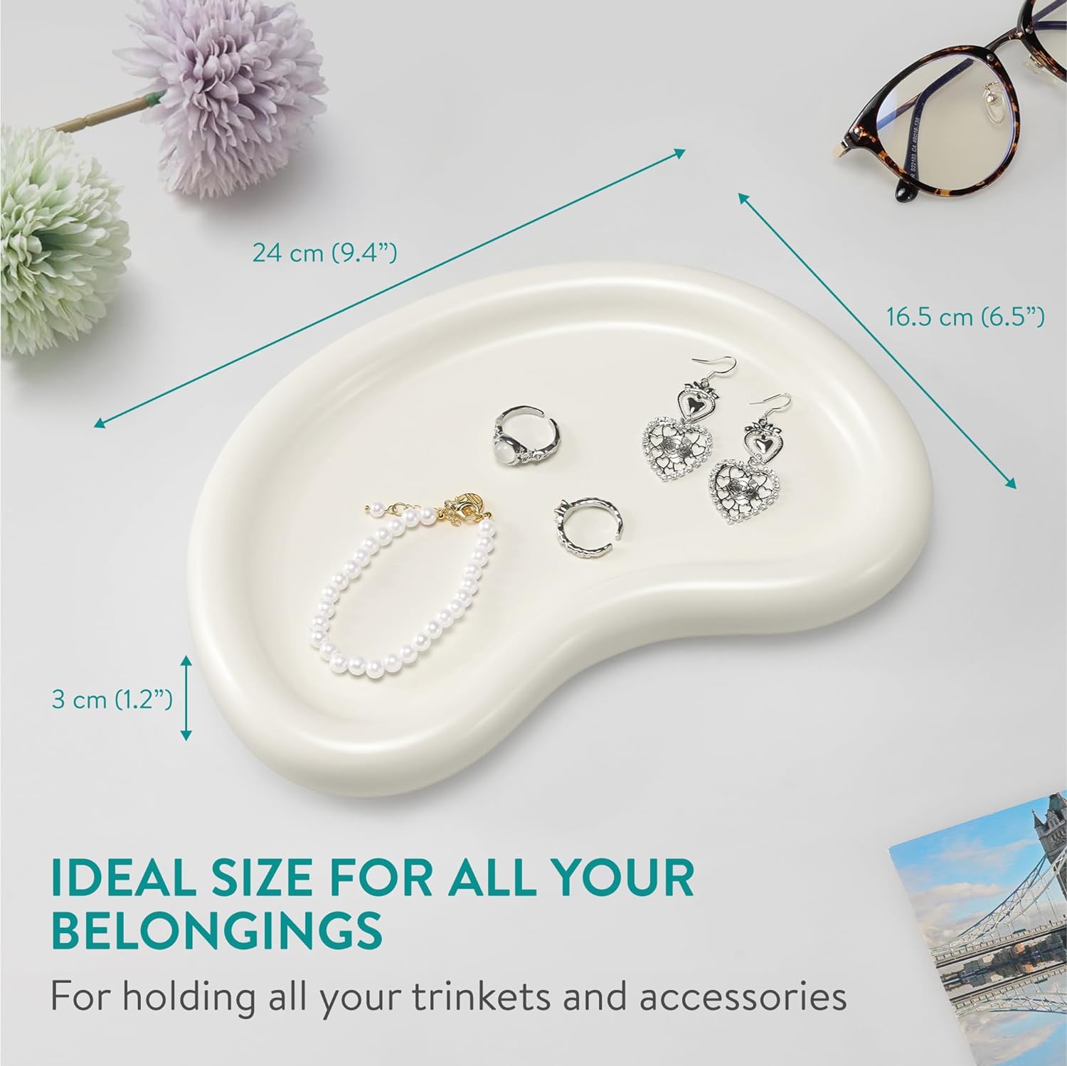 Navaris Διακοσμητικός Δίσκος Abstract Moon - 24 x 16.5 x 3 cm - Beige - 61654.01