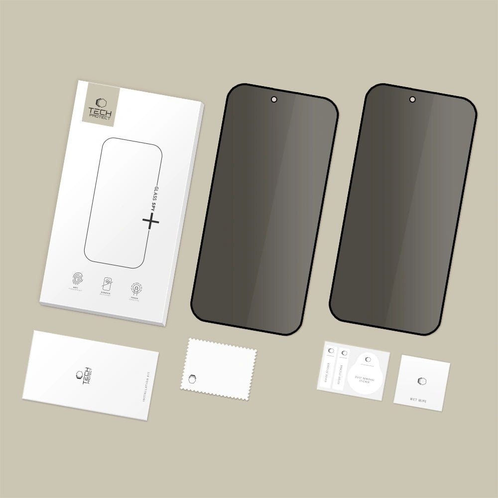Tech - Protect iPhone Air - Glass Spy+ Full Screen Αντιχαρακτικό Γυαλί Οθόνης - Privacy - 2 Τεμάχια - Black
