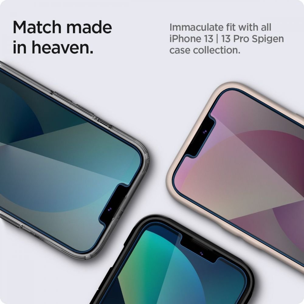 Spigen iPhone 13 / iPhone 13 Pro Glas.TR Privacy EZ Fit 2.5D 9H Tempered Glass Αντιχαρακτικό Γυαλί Οθόνης - Clear / Black - AGL03388