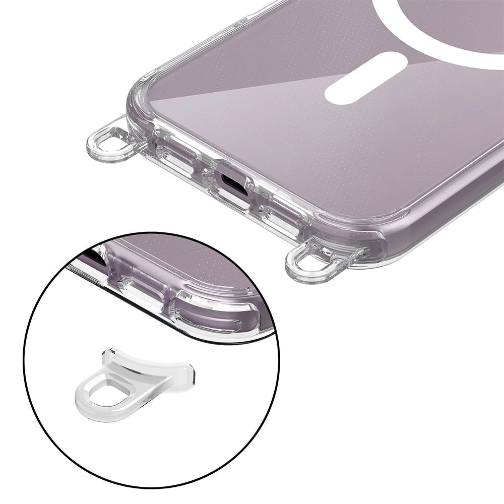 Tech - Protect iPhone 16e Flexair Chain MagSafe Σκληρή Θήκη με Πλαίσιο Σιλικόνης και 2 Λουράκια - Διάφανη - Black / Taupe