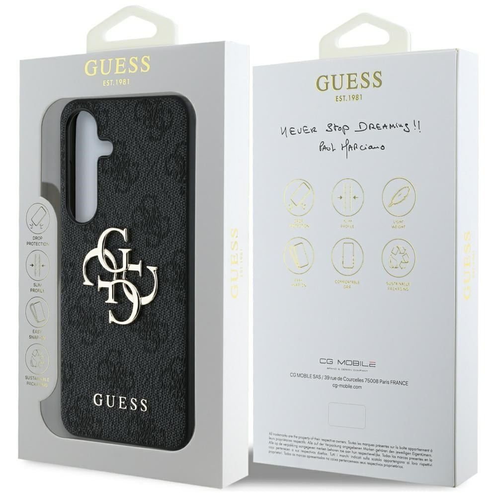 Guess Samsung Galaxy S25 Plus - 4G Big Metal Logo - Θήκη με Επένδυση Συνθετικού Δέρματος - Black - GUHCS25M4GMGGR