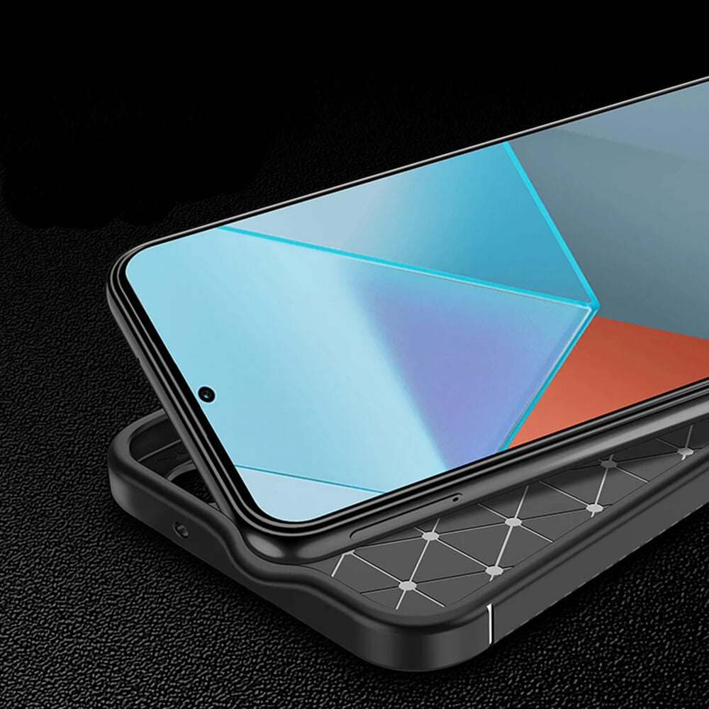 Techsuit Xiaomi Redmi Note 14 Pro 5G / Poco X7 - CarbonFiber - Θήκη Σιλικόνης - Black
