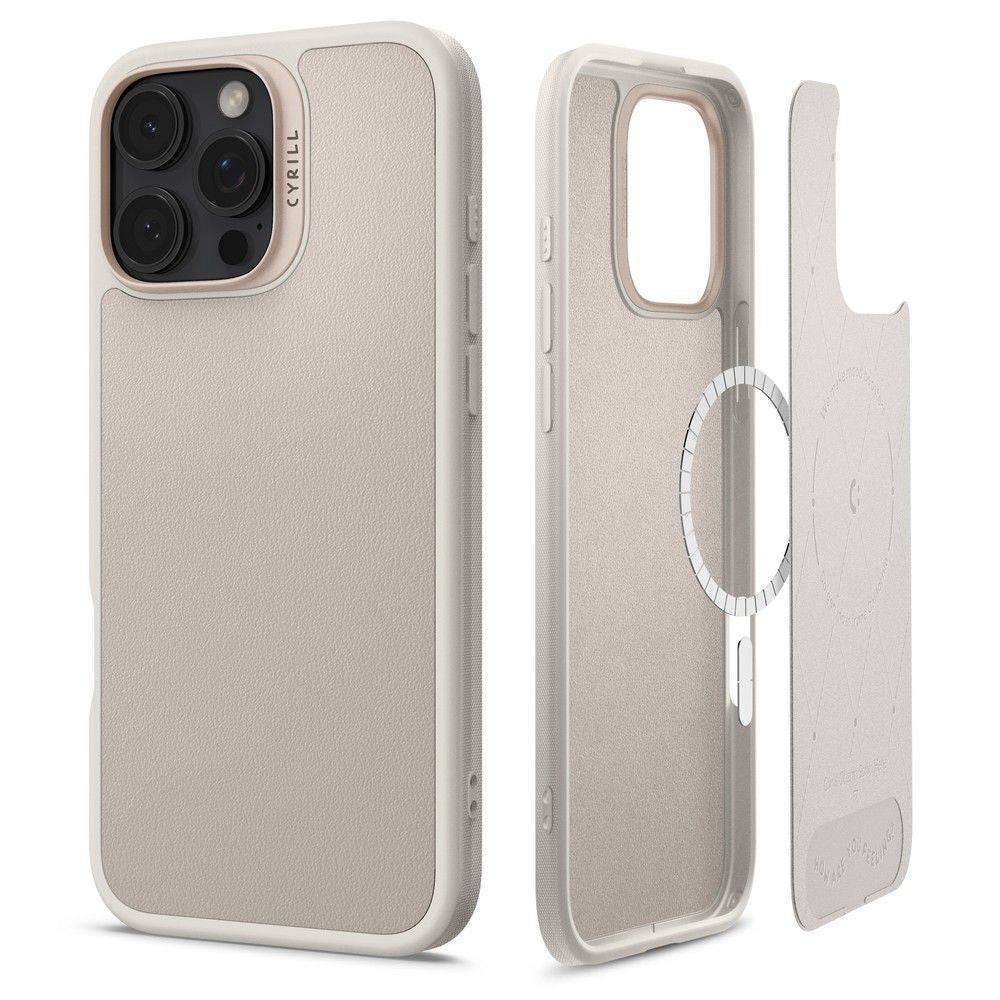 Spigen Cyrill iPhone 16 Pro Kajuk Mag Θήκη με Επένδυση Συνθετικού Δέρματος και MagSafe - Cream