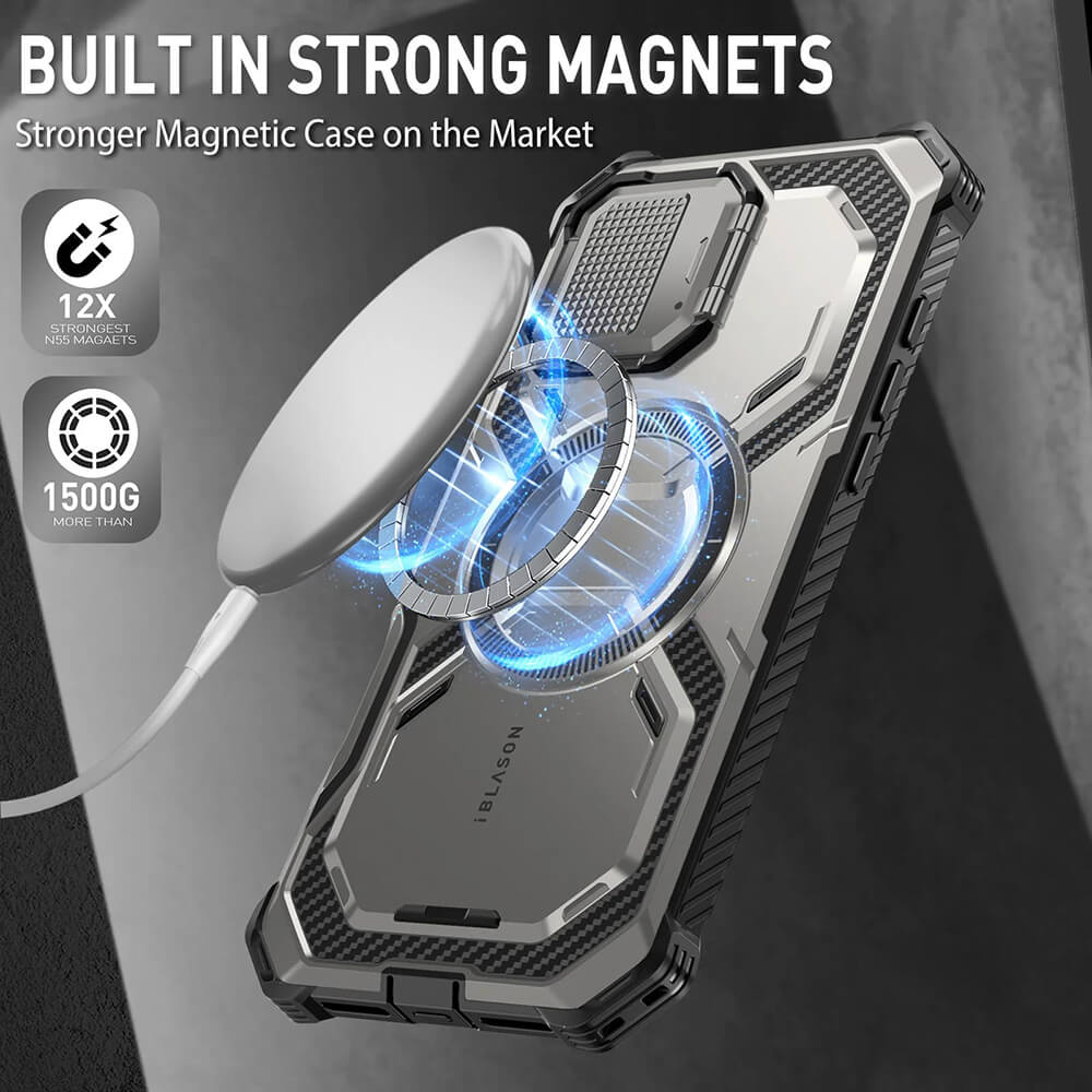 Supcase iPhone 16 Pro Armorbox MagSafe Σκληρή Θήκη με Προστασία Οθόνης και Κάλυμμα Κάμερας / Stand - Titan Gray