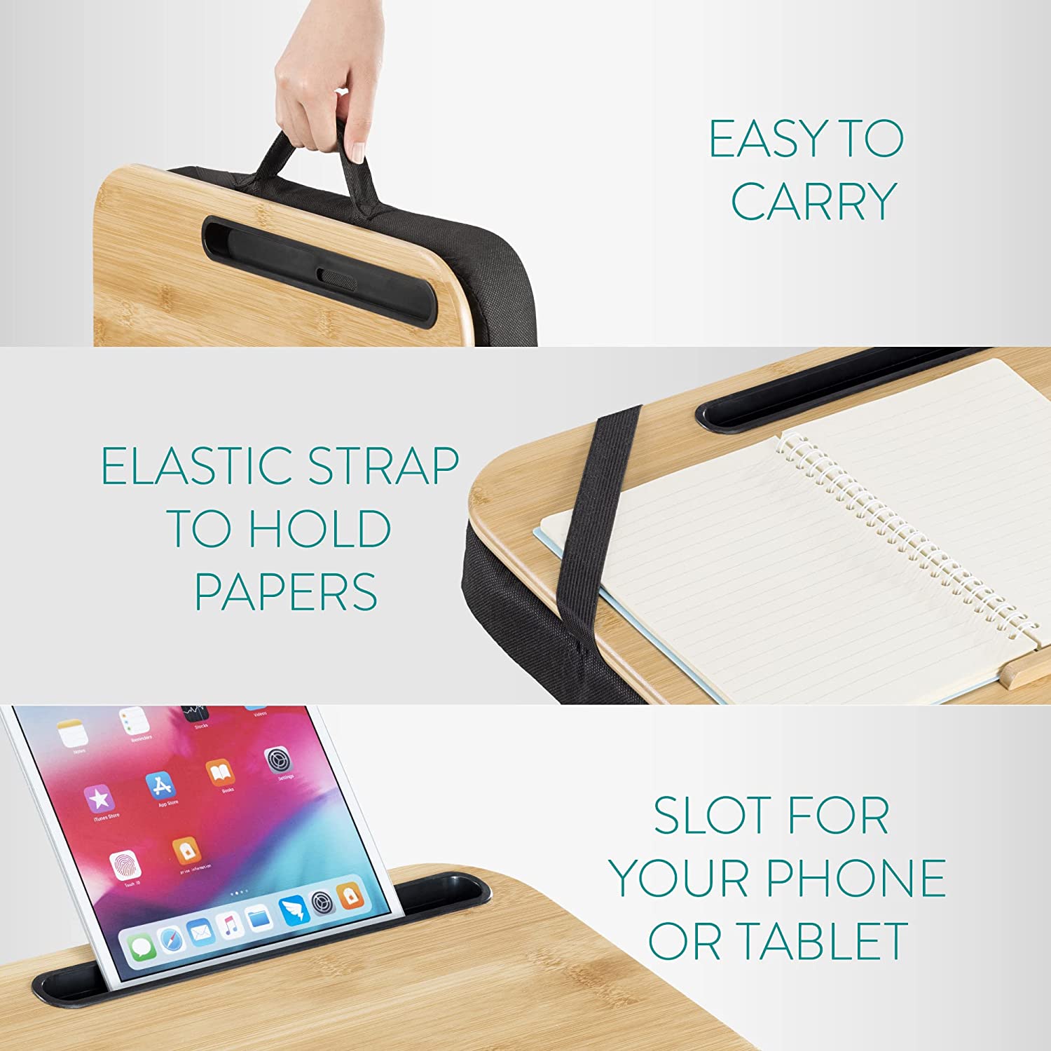 Navaris Ξύλινη Βάση για Laptop με Αφαιρούμενο Μαξιλάρι - Black / Natural - 54273.01