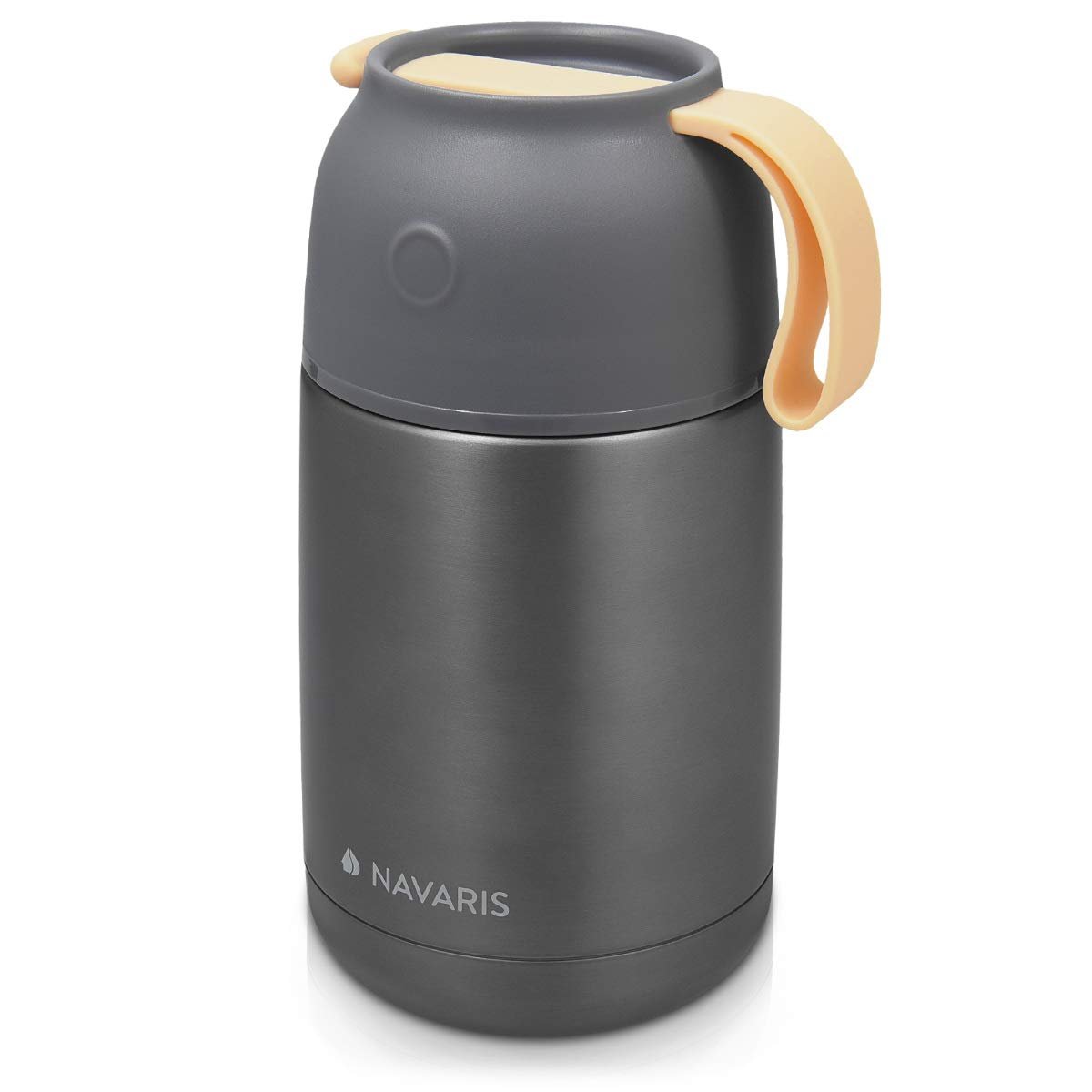 Navaris Vacuum Insulated Food Jar Θερμός από Ανοξείδωτο Ατσάλι με Καπάκι - Δοχείο Για Φαγητό - 650ml - Dark Gray - 47325.2.19