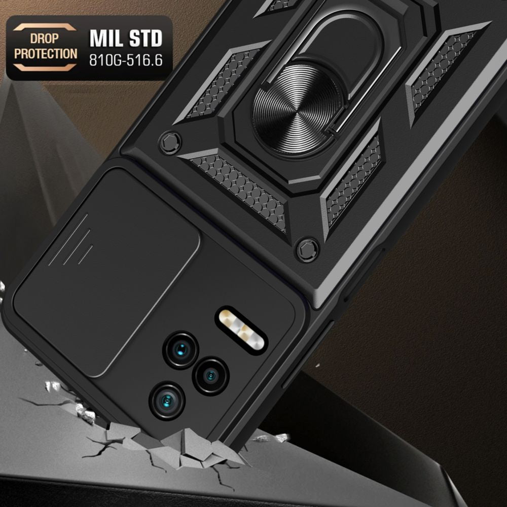 Tech - Protect Xiaomi Poco F4 5G Camshield Pro Σκληρή Θήκη με Πλαίσιο Σιλικόνης και Δαχτυλίδι Συγκράτησης - Black